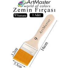 ArtMaster Zemin Fırçası 9 Numara 1 Adet Boya Fırçası Sentetik Ipek Uçlu Kıl Akrilik Guaj Yağlı Boya Fırçası Zemin Fırça No:9
