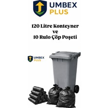 PremiumPort Metal Pedallı 120 Litre Çöp Konteyneri ve 10 Poşet Rulosu Seti