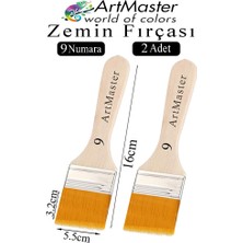 ArtMaster Zemin Fırçası 9 Numara 2 Adet Boya Fırçası Sentetik Ipek Uçlu Kıl Akrilik Guaj Yağlı Boya Fırçası Zemin Fırça No:9