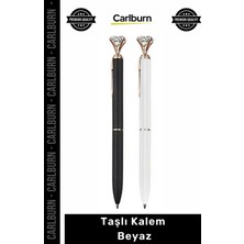 Carlburn #kalem Lüks Kristal Tasarım Hediyelik Şık Ofis Aksesuarı Parlak Kaliteli Taşlı Kalem Beyaz