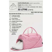 Özbience Pembe Krinkıl Kumaş Ayakkabı Bölmeli Su Geçirmez Omuz Askılı Spor Çanta