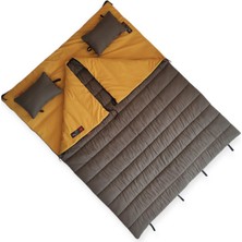 Özbience Era 350 Çift Kişilik Kahverengi Yastıklı Uyku Tulumu -15°c, Hafif ve Konforlu