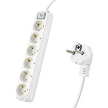LTG Nova Anahtarlı Topraklı Uzatma Kablosu 6x Priz 3 M - Beyaz 9260203