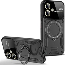 LTG Nova Galaxy A05 Kılıf Joy Lens Standlı Kapak - Siyah