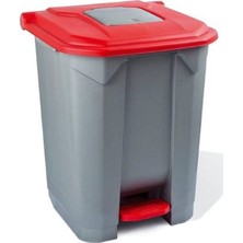 PremiumPort 50 Lt Tekerlekli Bahçe Çöp Kovası, Kırmızı Kapakli, Dayanıklı ve Pratik