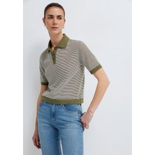 Mavi Çizgili Yeşil Polo Tişört 1614310-91729
