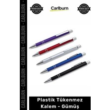 Carlburn #kalem Logo Baskılı Promosyon Kurumsal Hediyelik Kaliteli Toptan Plastik Tükenmez Kalem Gümüş