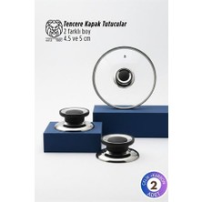 LTG Nova Isadora Serisi 2’li Paslanmaz Çelik Lüks Tencere Kapağı Tutucu Seti - 4.5 - 5 cm Universal