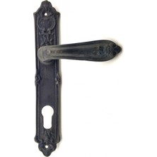 TeknoKesgin Kesgin Market® Antika Tarz Dekoratif Pirinç Çiçekli Yale Kapı Kolu - 240X40 Mm, Oksit Teknokes