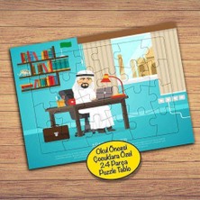 Asilmeydan Arap Iş Adamı -Ofis 24 Parça Çocuklara Özel Yapboz TABLO-12297