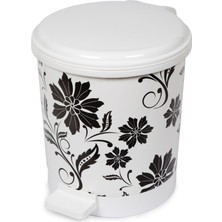 PremiumPort 3 Litre Çiçek Desenli Pedallı Çöp Kovası No:0 - BO196