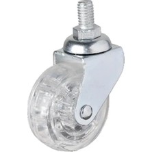 Kesgin Market® 326 - 50X20 mm Şeffaf Makaralı Vidalı Teker 4 Adet Teknokesgin