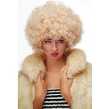 Najmaddin Mey Ithalat® Altın Renk Kıvırcık Afro Bonus Peruk Saç Parti Peruğu Platin Gold Mey