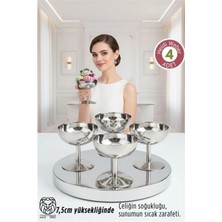 Pileli Store Heidi Serisi 4’lü Paslanmaz Çelik Lüks Dondurma ve Sunum Kasesi Seti 7.5 cm 722887