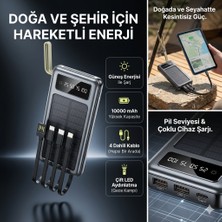 HiboTekno Kamp Için Uygun Taşınabilir Güneş Enerjili Ledli Powerbank Type-C ,iphone (Lightning) , ,usb-A (Şarj Giriş Kablosu)