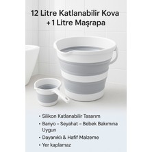 PremiumPort Gri Katlanır Su Kovası ve Maşrapa, Pratik ve Hafif Tasarım