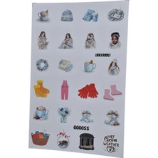 Fizello Kış Temalı Sticker Seti - 24 Adet Etiket - Folyo Kesim