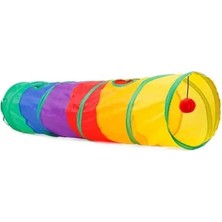 MarkEntegra Busstier Gökkuşağı Renkli Katlanır Kedi ve Köpek Oyun Tüneli, Uzun Eğlenceli Evcil Hayvan Oyuncak Tüneli (Düz)