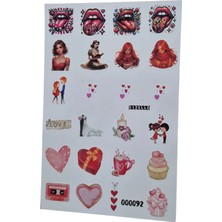 Fizello Aşk ve Sevgili Temalı Sticker Seti - 24 Adet Etiket - Folyo Kesim