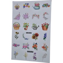 Fizello Ilkbahar ve Çiçek Temalı Sticker Seti - 24 Adet Etiket - Folyo Kesim