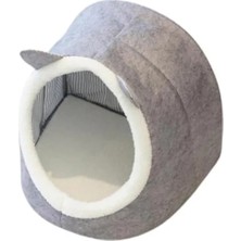 MarkEntegra Katlanabilir Keçe Kedi Evi, Peluşlu Yuva, Gri Renk