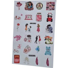 Fizello Aşk ve Sevgili Temalı Sticker Seti - 24 Adet Etiket - Folyo Kesim
