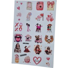 Fizello Aşk ve Sevgili Temalı Sticker Seti - 24 Adet Etiket - Folyo Kesim