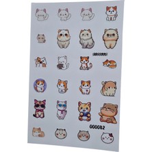 Fizello Sevimli Kediler Temalı Sticker Seti - 24 Adet Etiket - Folyo Kesim