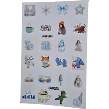 Fizello Kış Temalı Sticker Seti - 24 Adet Etiket - Folyo Kesim