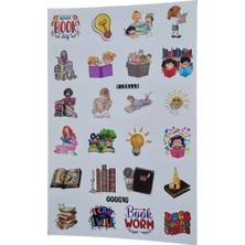 Fizello Kitap Sevenler Için Hazırlanmış Sticker Seti - 24 Adet Etiket - Folyo Kesim