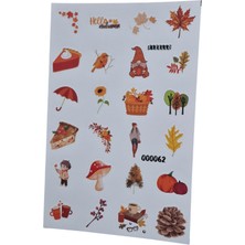 Fizello Sonbahar Temalı Sticker Seti - 24 Adet Etiket - Folyo Kesim