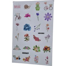 Fizello Ilkbahar ve Çiçek Temalı Sticker Seti - 24 Adet Etiket - Folyo Kesim