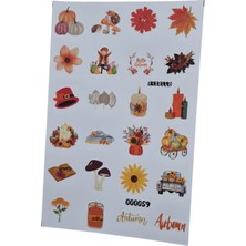 Fizello Sonbahar Temalı Sticker Seti - 24 Adet Etiket - Folyo Kesim