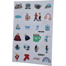 Fizello Kış Temalı Sticker Seti - 24 Adet Etiket - Folyo Kesim
