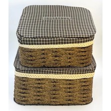 MarkEntegra Kapaklı Doğal Hasır Sepet, 2'li Set, Şık ve Fonksiyonel