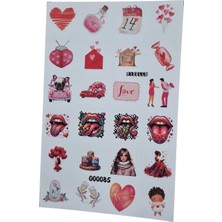 Fizello Aşk ve Sevgili Temalı Sticker Seti - 24 Adet Etiket - Folyo Kesim
