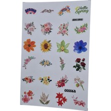 Fizello Ilkbahar ve Çiçek Temalı Sticker Seti - 24 Adet Etiket - Folyo Kesim