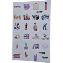 Fizello Ofis Iş Hayatı Için Hazırlanmış Sticker Seti - 24 Adet Etiket - Folyo Kesim