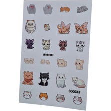 Fizello Sevimli Kediler Temalı Sticker Seti - 24 Adet Etiket - Folyo Kesim