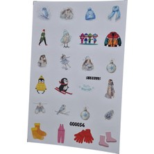 Fizello Kış Temalı Sticker Seti - 24 Adet Etiket - Folyo Kesim