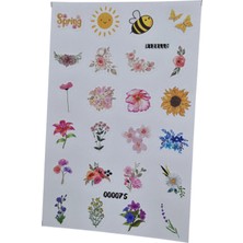 Fizello Ilkbahar ve Çiçek Temalı Sticker Seti - 24 Adet Etiket - Folyo Kesim