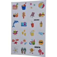 Fizello Yaz Temalı Sticker Seti - 24 Adet Etiket - Folyo Kesim