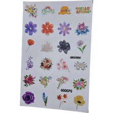 Fizello Ilkbahar ve Çiçek Temalı Sticker Seti - 24 Adet Etiket - Folyo Kesim