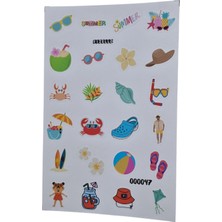 Fizello Yaz Temalı Sticker Seti - 24 Adet Etiket - Folyo Kesim