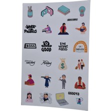 Fizello Ofis Iş Hayatı Için Hazırlanmış Sticker Seti - 24 Adet Etiket - Folyo Kesim