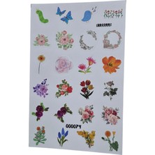 Fizello Ilkbahar ve Çiçek Temalı Sticker Seti - 24 Adet Etiket - Folyo Kesim