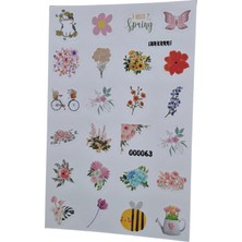 Fizello Ilkbahar ve Çiçek Temalı Sticker Seti - 24 Adet Etiket - Folyo Kesim