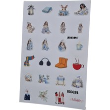 Fizello Kış Temalı Sticker Seti - 24 Adet Etiket - Folyo Kesim