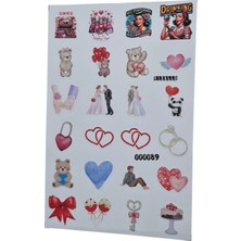Fizello Aşk ve Sevgili Temalı Sticker Seti - 24 Adet Etiket - Folyo Kesim