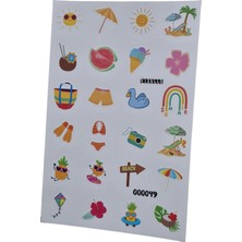 Fizello Yaz Temalı Sticker Seti - 24 Adet Etiket - Folyo Kesim